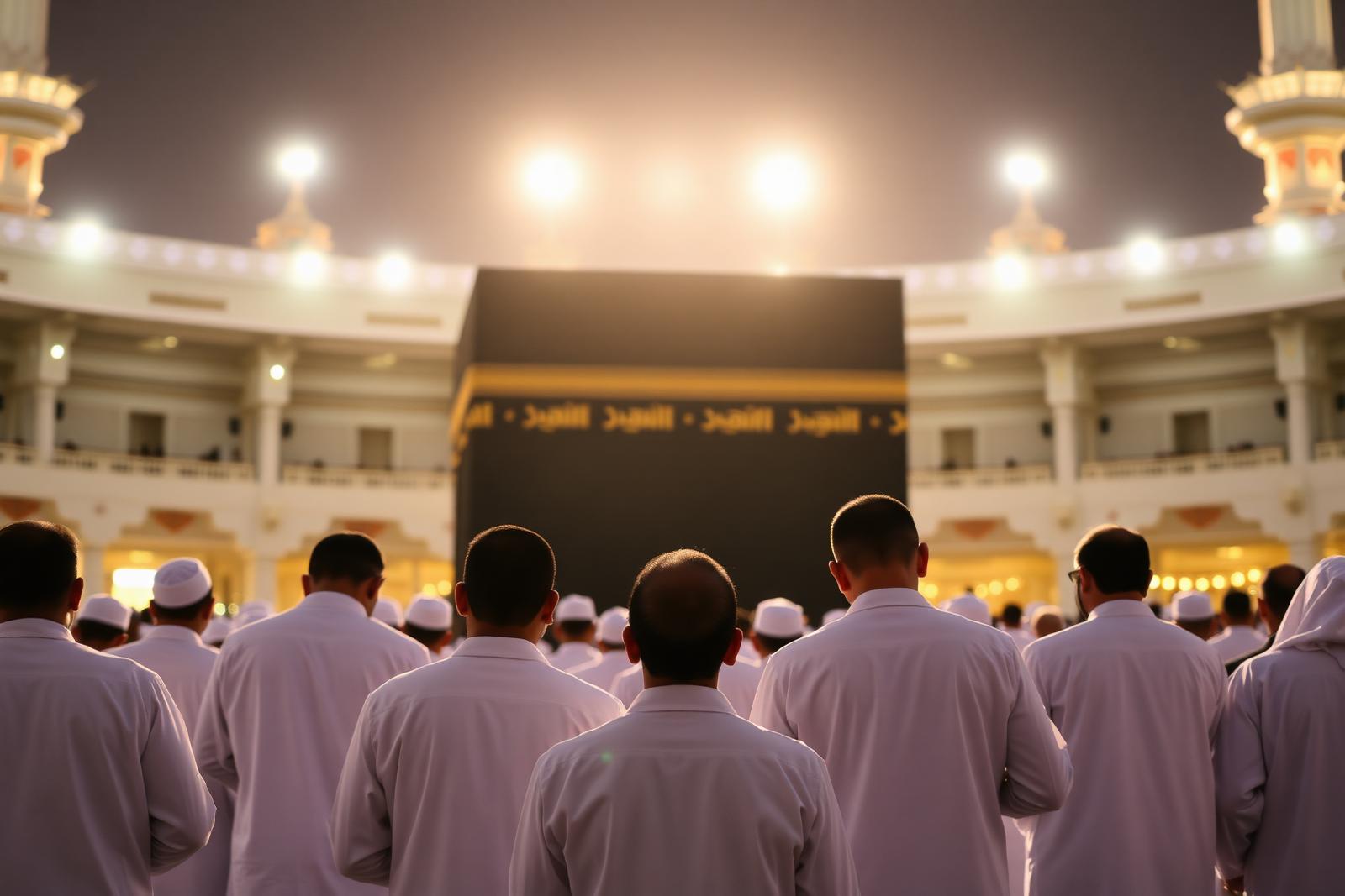 Pilgrims praying at the Kaaba